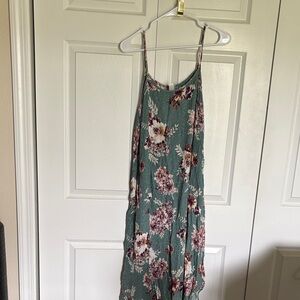 Mahina floral midi dress rounded hem boho Hawaii beachy travel vacation